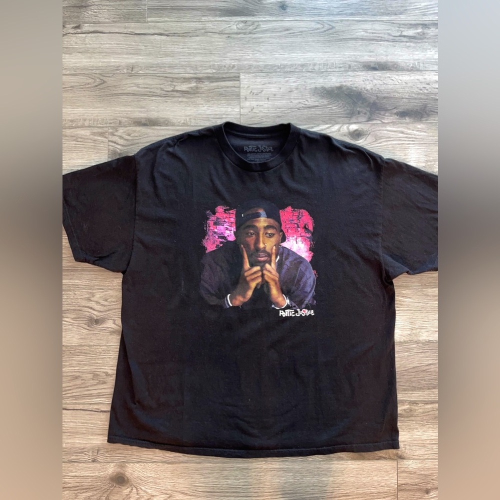 2Pac Tupac Shakur "Poetic Justice" Graphic Short Sleeve Tee Shirt, Black, 3XL